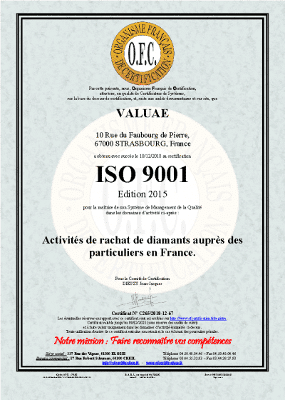 Valuae est certifié ISO 9001