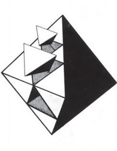 Emboîtement idéalisé de tétraèdres dans un octaèdre.