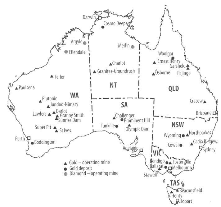 Mines d’or et de diamant en Australie (Source : From mine to mistress)